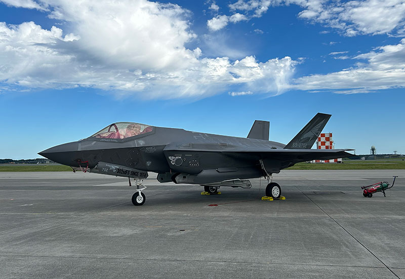 航空自衛隊302SQのF-35A　302SQ創設50周年記念塗装機「デカオジロ」